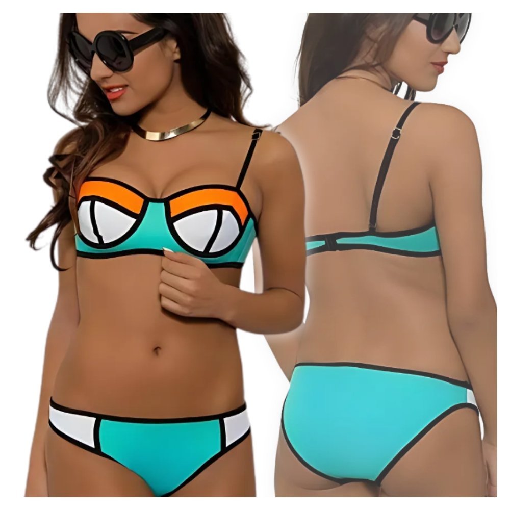 Strój kąpielowy dwuczęściowy damski komplet bikini usztywniany modelujący L