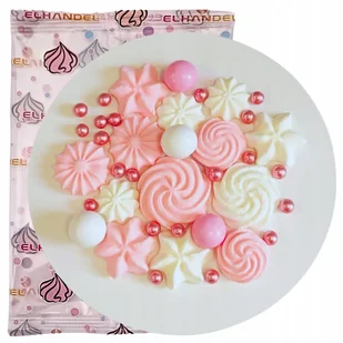 Posypka ozdoby na tort bezy perełki dekoracje urodzinowe białe różowe 65g - Dodatki do ciast w proszku - miniaturka - grafika 1
