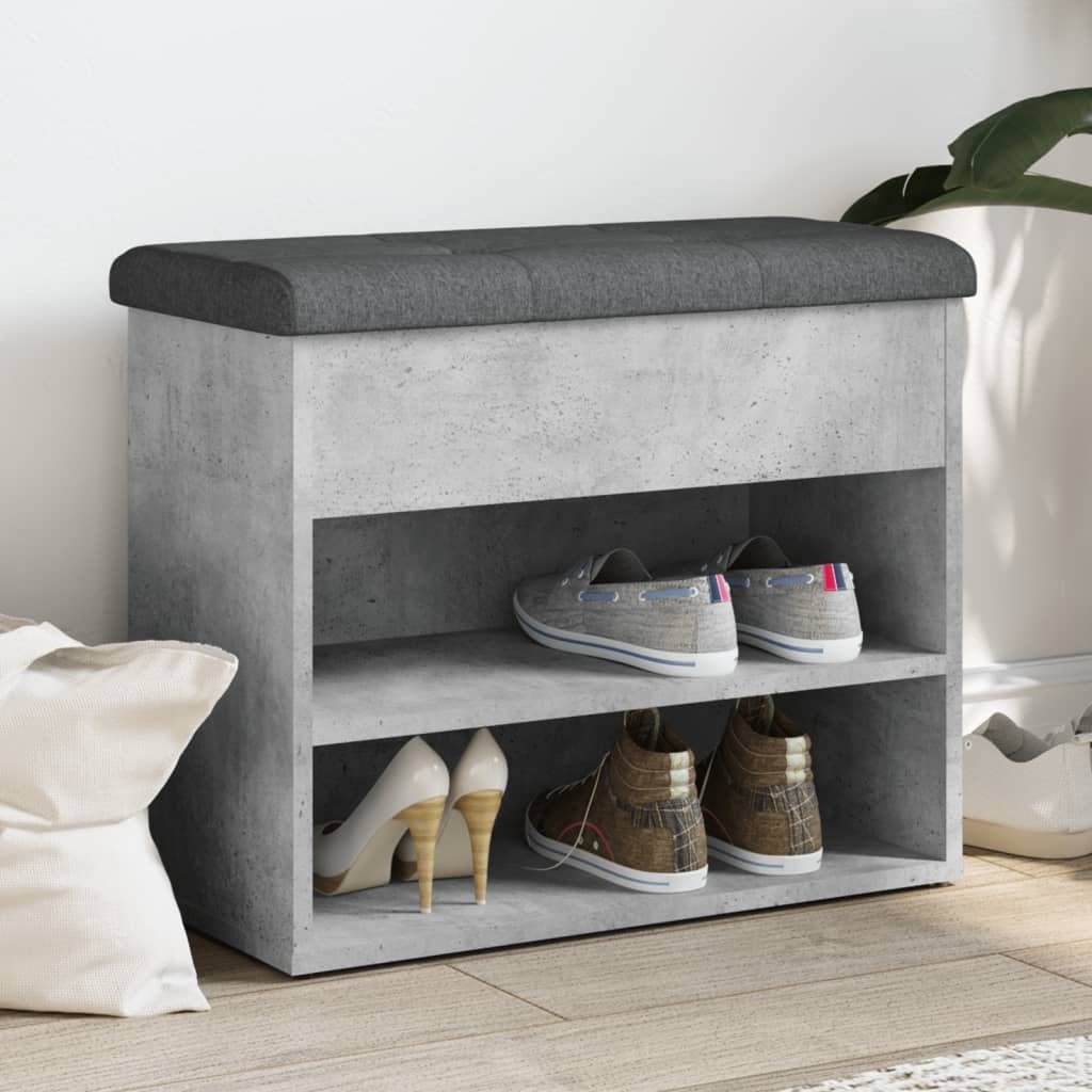 The Living Store Ławka na buty betonowa szara 62x32x50 cm Materiał drewnopochodny