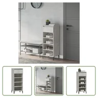 Szafki na buty - The Living Store Stojak na buty betonowy szary 40x36x105 cm materiał drewnopochodny - miniaturka - grafika 1