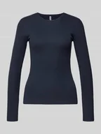 Bluzki damskie - Bluzka z długim rękawem o kroju slim fit z mieszanki bawełny - miniaturka - grafika 1