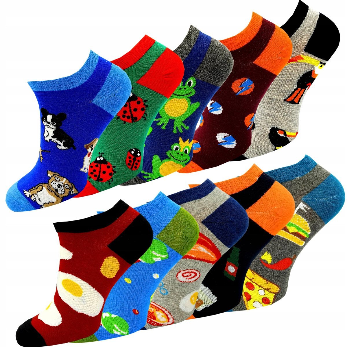 Skarpetki Stopki Męskie Bawełniane Kolorowe Krótkie Skarpety 10 Par 40/43