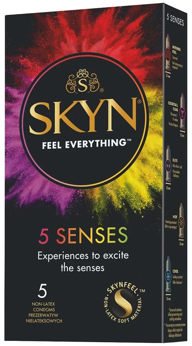 Skyn, 5 Senses, Nielateksowe prezerwatywy, 5 szt.