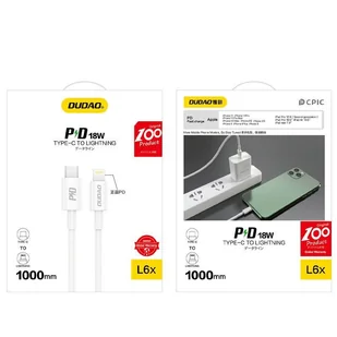 Dudao kabel USB Typ C - Lightning 18 W 1 m Power Delivery biały (L6X white) - Kable USB - miniaturka - grafika 6