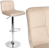 Taborety i hokery - Krzesło barowe ARAKO aksamitne beżowy VELVET - miniaturka - grafika 1