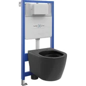 Stelaże i zestawy podtynkowe do WC - Mexen zestaw podtynkowy WC stelaż Fenix Slim z miską WC Carmen, czarny mat - miniaturka - grafika 1