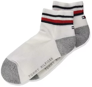 Tommy Hilfiger Męskie skarpety Th Kids Iconic Sports Quarter, 2 pary, białe, 35-38 EU, biały, 35-38 EU - Skarpetki damskie - miniaturka - grafika 1