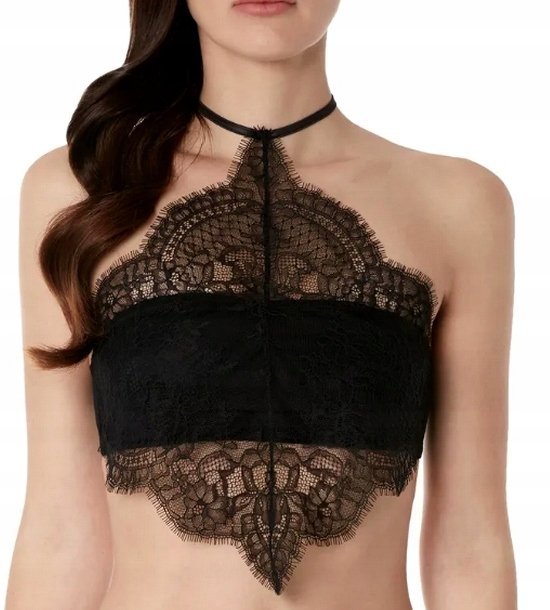 Biustonosz koronkowy Intimissimi czarny 85B 4B na fiszbinach miękki