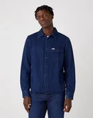 Koszule męskie - Męska Koszula Jeansowa Wrangler Ls Overshirt Dark Indigo W5J8N3X1E-M - miniaturka - grafika 1