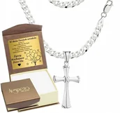 Naszyjniki męskie - Łańcuszek Męski Srebrny Pancerka 5,00 mm z Krzyżykiem pr 925 Grawer Gratis - Argmeta - miniaturka - grafika 1