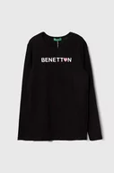 Bluzki dla dziewczynek - United Colors of Benetton longsleeve bawełniany dziecięcy kolor czarny - miniaturka - grafika 1