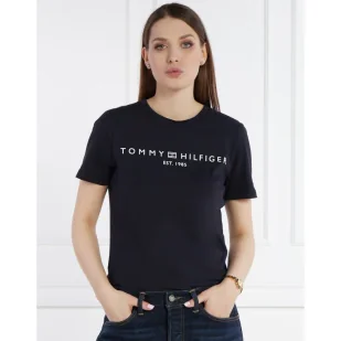 Tommy Hilfiger T-shirt REG CORP LOGO C-NK SS | Regular Fit - Koszulki i topy damskie - miniaturka - grafika 1