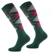 Skarpetki jeździeckie - COMODO Podkolanówki jeździeckie Karo - zielony ciemny/szary/bordowy - miniaturka - grafika 1
