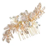 Ozdoby do włosów - OZDOBA grzebyk do włosów ŚLUBNA cyrkonie ZŁOTA - miniaturka - grafika 1