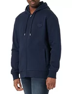 Bluzy męskie - GANT Męska bluza z kapturem Reg Tonal Shield Full Zip Hoodie, niebieski (Evening Blue), XXL - miniaturka - grafika 1