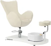 Fotele kosmetyczne - Fotel kosmetyczny do pedicure Jojo z masażerem stóp do salonu spa kremowy - miniaturka - grafika 1