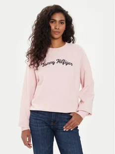 Tommy Hilfiger Bluza Modern Script WW0WW42615 Różowy Regular Fit - Bluzy damskie - miniaturka - grafika 1