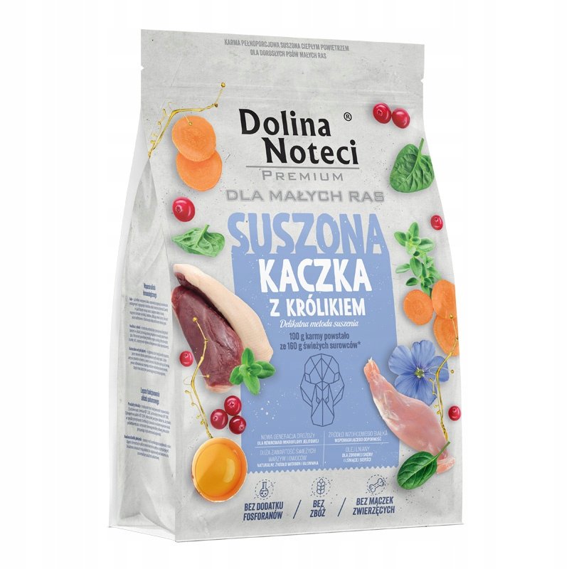 Dolina Noteci Karma suszona dla psa Premium dla dorosłych psow małych ras kaczka z królikiem 3 kg