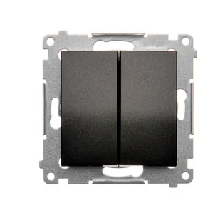 Wyłącznik schodowy podwójny bez piktogramu SIMON 54 - czarny mat - Wyłączniki światła i elektryczne - miniaturka - grafika 1