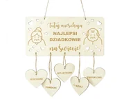 Gadżety dla niej i dla niego - Zawieszka na dzień babci i dziadka z sercami - miniaturka - grafika 1