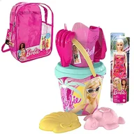 Plecaki - COLORBABY 77387 zestaw barbie plaża dla dzieci zestaw wiadra plażowego z łopatą, grabie, konewka i akcesoria, plecak plażowy dla dziewcząt, zestaw plażowy dla dzieci, plecak z zabawkami - miniaturka - grafika 1