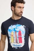 Koszulki męskie - Vilebrequin t-shirt bawełniany PORTISOL męski kolor granatowy z nadrukiem PTSAP385 - miniaturka - grafika 1