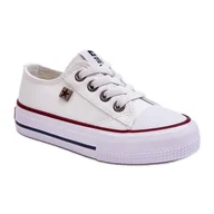 Buty dla dziewczynek - Dziecięce Klasyczne Trampki Big Star DD374160 Białe - miniaturka - grafika 1