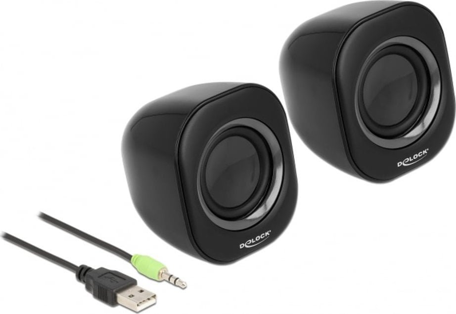 Głośniki komputerowe Delock Mini Stereo PC Głośniki z wtykiem 3,5 mm i zasilaniem USB 27002