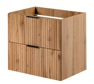 Szafki łazienkowe - Wisząca Szafka Pod Umywalkę 60 Cm Dąb Wotan Szuflady X 2 Ryflowane Fronty 3 Kolory Uchwytów - miniaturka - grafika 1