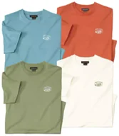 Koszulki męskie - Zestaw 4 bawełnianych, gładkich koszulek Mężczyzna Atlas For Men - Kolor : Pomarańczowy - Rozmiar : 4XL - miniaturka - grafika 1