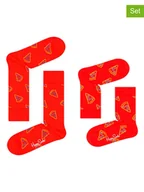 Skarpetki męskie - Happy Socks Skarpety (2 pary) "Mini & Me Pizza" w kolorze czerwonym - miniaturka - grafika 1
