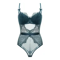 Body - Koronkowe body na ramiączkach - Zielony 85B - miniaturka - grafika 1