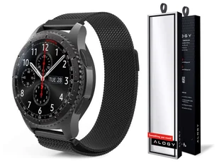 Bransoleta Milanese pasek Alogy stal nierdzewna do smartwatcha 22mm Czarny - Akcesoria do smartwatchy - miniaturka - grafika 2