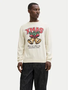 Jack&Jones Sweter Holiday 12287994 Beżowy Relaxed Fit - Swetry męskie - miniaturka - grafika 1