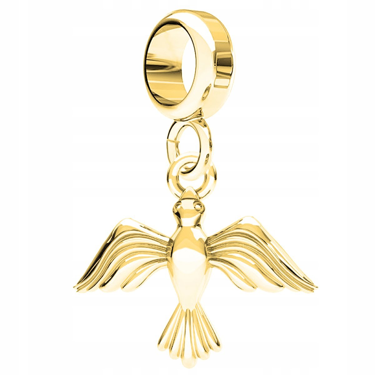 Charms Złoty z Ptaszkiem Ptakiem Bird Ptak Ptaszek Jaskółka SREBRO 925