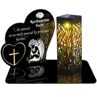 Lampiony i znicze - ZNICZ SOLARNY LED WIECZNY PODSTAWKA NA CMENTARZ GRÓB lampka Serce 3D DLA TATY - miniaturka - grafika 1