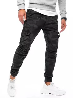 Spodnie męskie - Spodnie męskie bojówki moro czarne Dstreet UX3178 - grafika 1