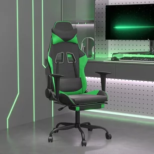 Lumarko Masujący fotel gamingowy z podnóżkiem czarno-zielony ekoskóra - Fotele gamingowe - miniaturka - grafika 1