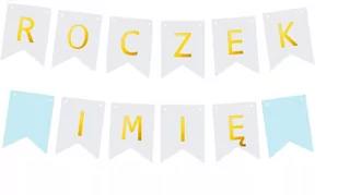Girlanda Napis Roczek + Imię Dziecka Baner Niebies - Baby shower i roczek - miniaturka - grafika 1