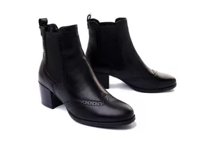 TAMARIS 25005-27 003 black leather, botki/sztyblety damskie - Tamaris - Botki damskie - miniaturka - grafika 1