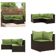 Meble ogrodowe - vidaXL 3-częściowy zestaw wypoczynkowy do ogrodu z poduszkami z brązowego polirattanu - Zestaw wypoczynkowy do ogrodu - Zestawy wypoczynkowe do ogrodu - Zestaw wypoczynkowy na zewnątrz - Zestaw wypoczynkowy na taras - miniaturka - grafika 1