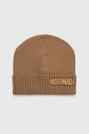 Czapki damskie - Moschino czapka wełniana kolor beżowy wełniana - miniaturka - grafika 1
