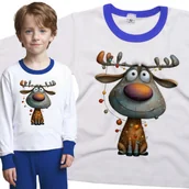 Piżamy dla dziewczynek - Piżama dziecięca Wesoły Łoś Ubrany W Lampki Choinkowe Święta 86/92 - VoloDonum - miniaturka - grafika 1