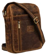 Torby męskie - Elegancka torebka męska skórzana PETERSON mała minimalistyczna listonoszka saszetka na ramię modna vintage kieszonki na suwak brązowa - miniaturka - grafika 1