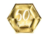 Urodziny dla dorosłych - Party Deco Talerzyki na pięćdziesiąte urodziny złote - 20 cm - 6  szt. - miniaturka - grafika 1