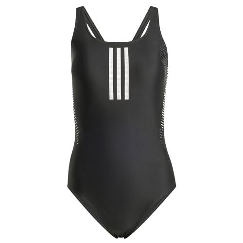 adidas Damski strój kąpielowy z 3 paskami z gumowym nadrukiem, 40, Czarny, 44