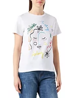 Koszulki i topy damskie - Desigual T-shirt damski Ts_Faces, biały, XS - miniaturka - grafika 1