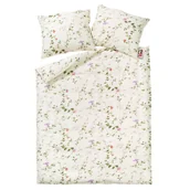 Pościel - Pościel z kory 140x200 182/1 Powój kwiatki na kremowym tle na guziki 100% bawełna gruba - miniaturka - grafika 1