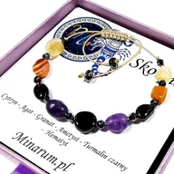 Bransoletki - Bransoletka znak zodiaku Skorpion Turmalin Granat Cytryn bransoletka z kamieni naturalnych - miniaturka - grafika 1