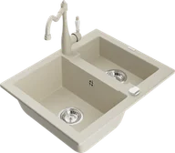 Zlewozmywaki z baterią - Mexen Carlos zlewozmywak granitowy 1,5-komorowy z baterią kuchenną Carla, beżowy - 6518-69-670700-69 - miniaturka - grafika 1